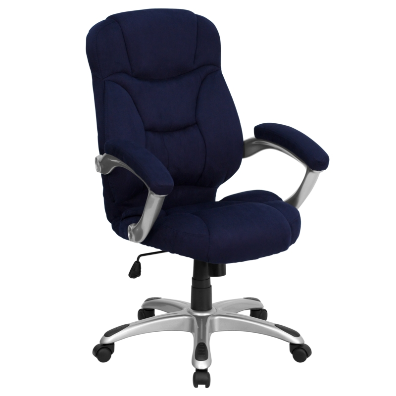 Contemporary Microfiber Task Chair, Navy Blue Ribbed Back