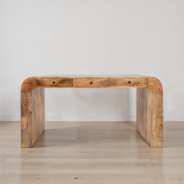 Contemporary Writing Desk with Curved Silhouette and Cane Details
