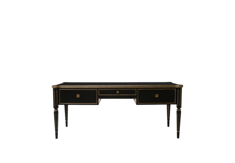 Contemporary Writing Desk with Geometric Relief Front and Slender Legs