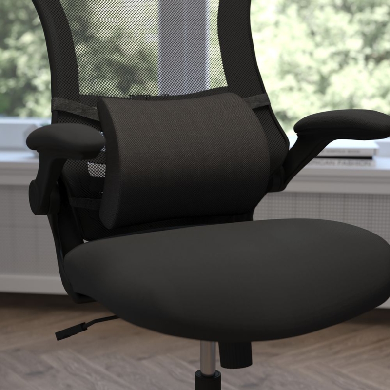 Contoured Lumbar Support Pillow in Mesh for Minimalist Offices