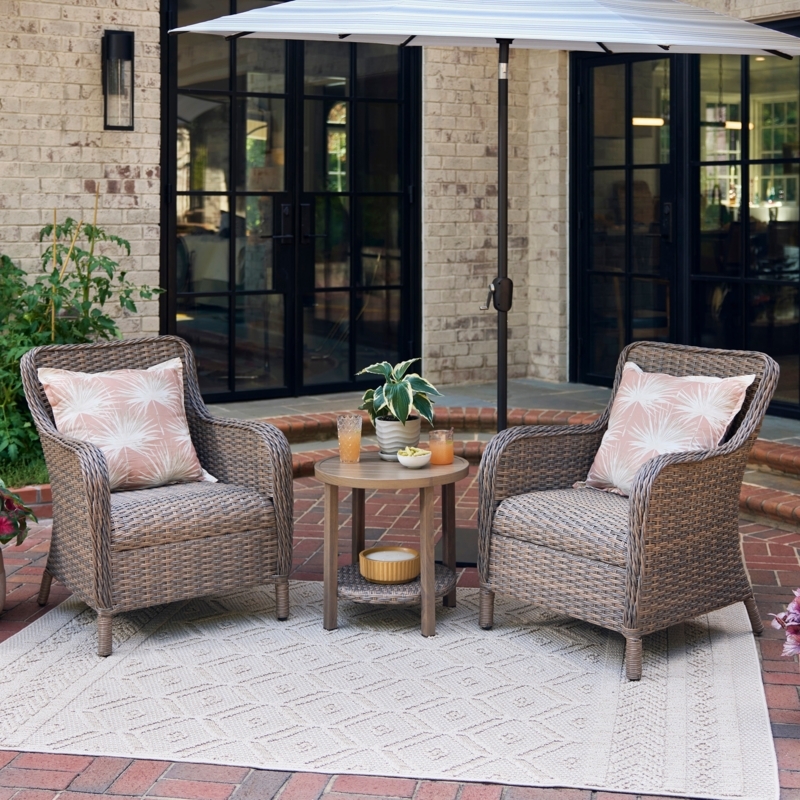 Conversation Set Dark Brown Wicker Deep Seating Small Space