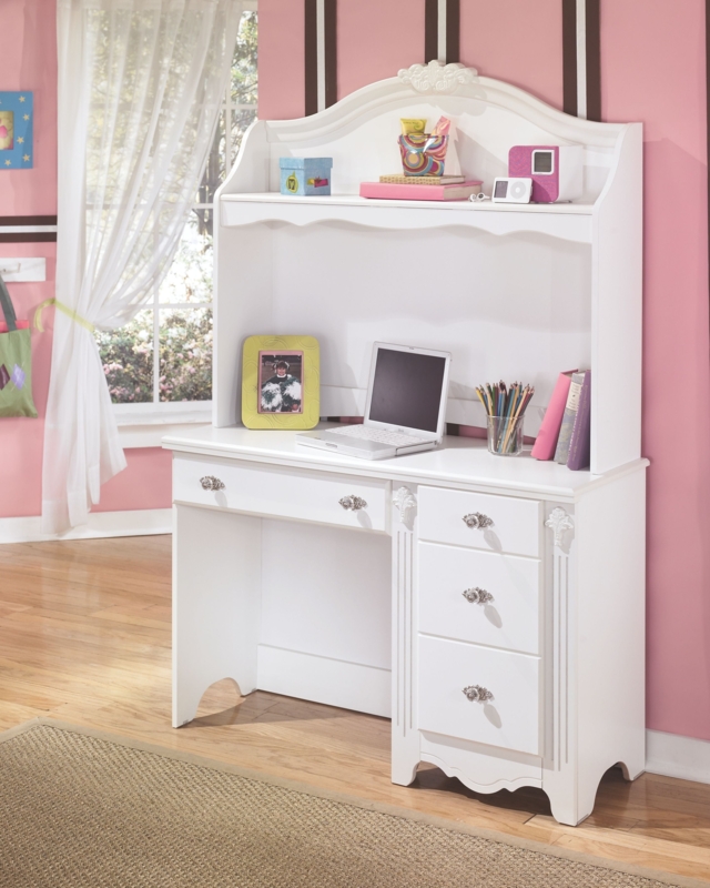 Cottage Desk With Hutch featuring Scalloped Molding Details