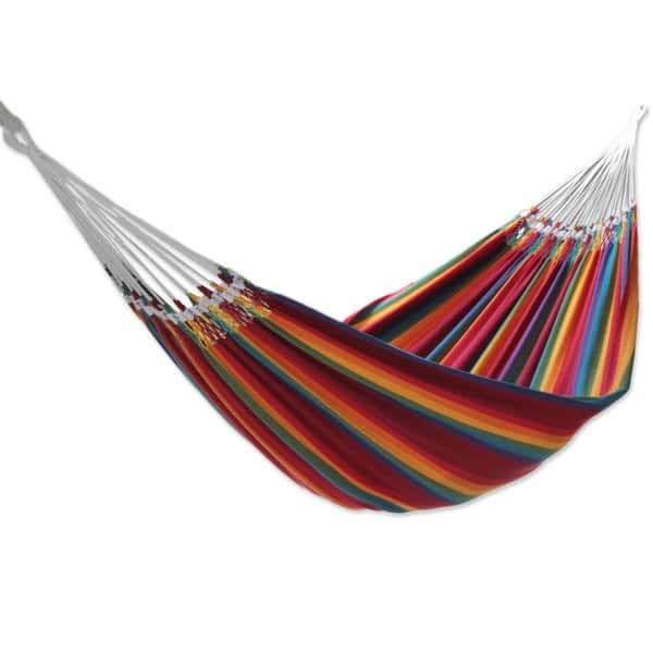 Cotton Double Hammock with Handmade Crochet Lace Fringe Detail