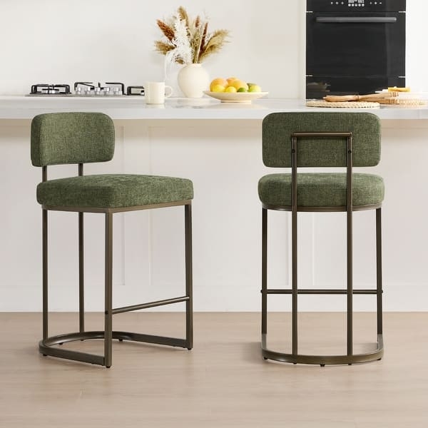Counter Stool Slim Brushed Brass Frame Charcoal Upholstery