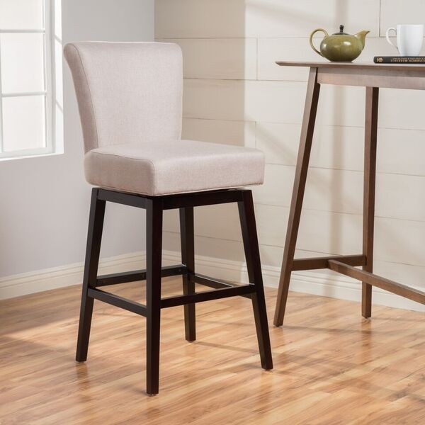 Counter Stool Wingback Silhouette Swivel Base Button Tufting Cream