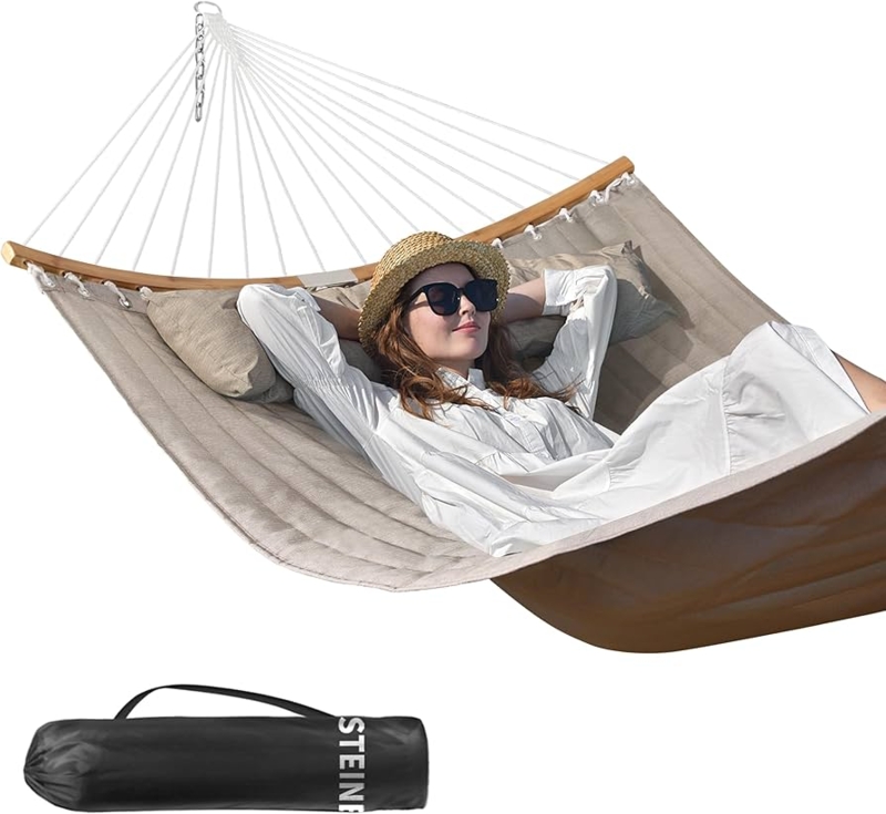 Cream Quilted Hammock Curved Spreader Bar Pillow Cozy Garden Spot
