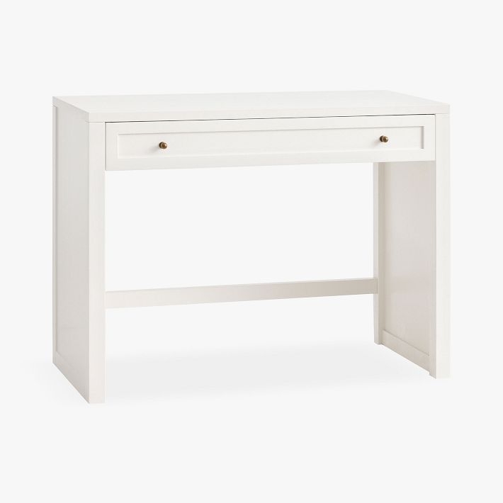 Curved Leg Writing Desk with Gold Knobs for Glam Bedroom Nook