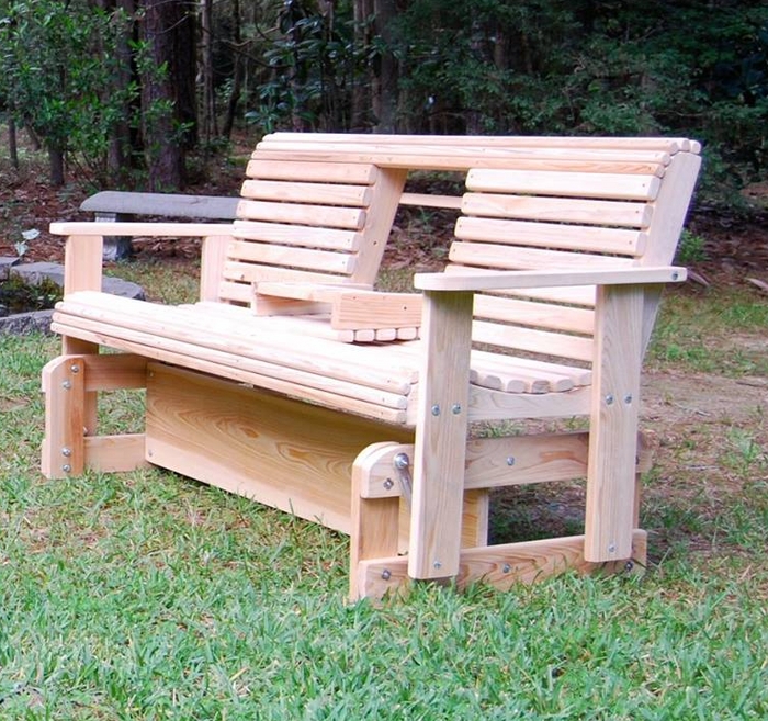Cypress Tone Outdoor Glider Bench with Flip-Down Cup Holders
