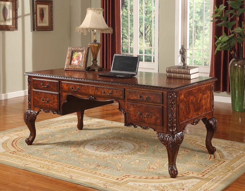 Dark Brown Executive Desk with Double Pedestal and Paneled Front