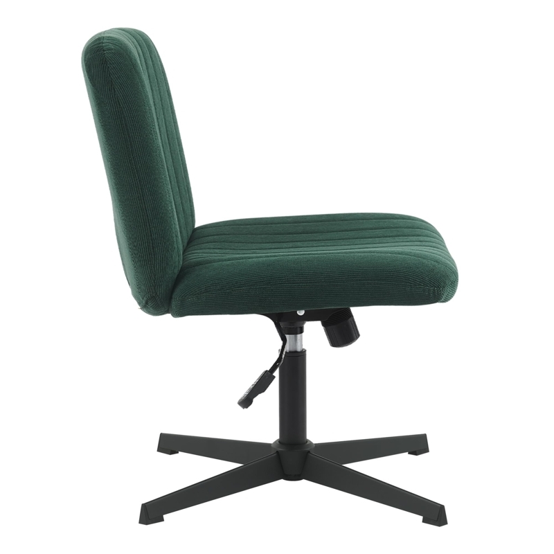 Dark Green Velvet Desk Chair Armless Swivel Criss Cross