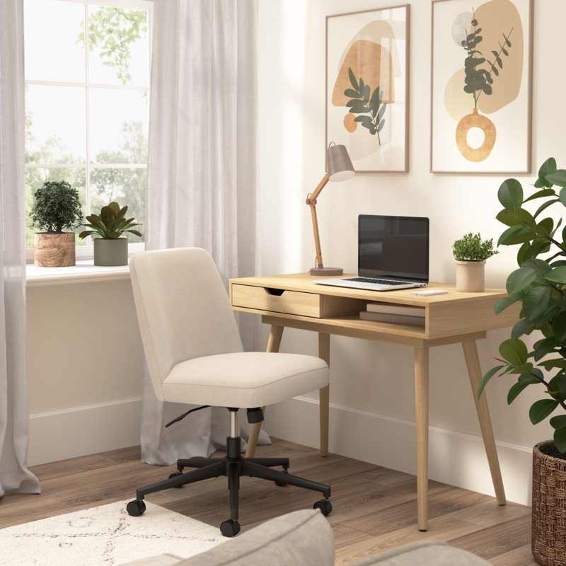 Desk And Chair Set Scandinavian Light Oak with Spindle Back Chair