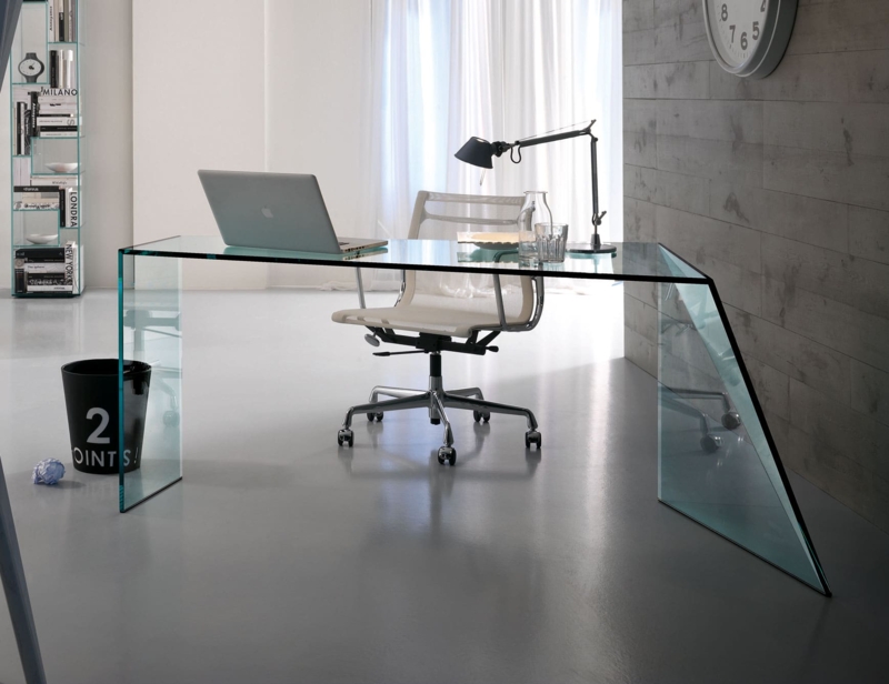 Desk Asymmetric Geometry All-Glass Sculptural Minimalist Design