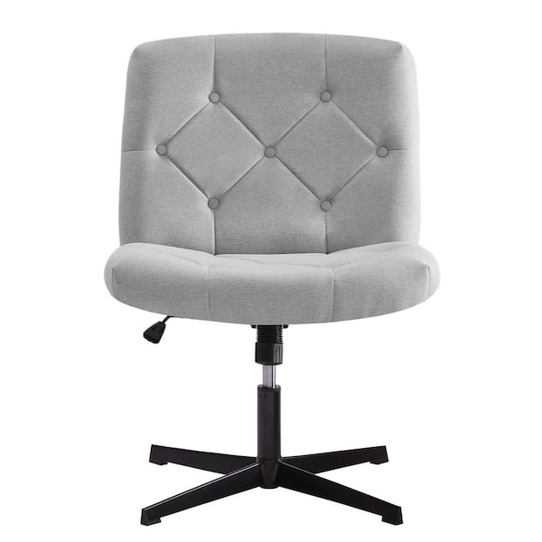 Desk Chair 4 Star Base Wide Seat Height Adjustable Armless Gray