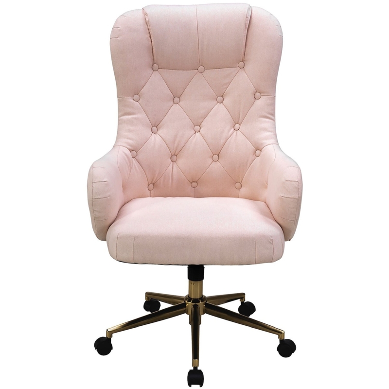 Desk Chair Armless Velvet Channel Tufted Chrome Base