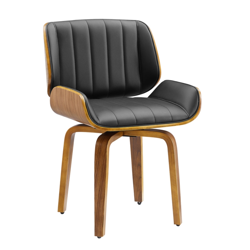 Desk Chair Black Bentwood Frame Swivel Four Legged Base Without Wheels