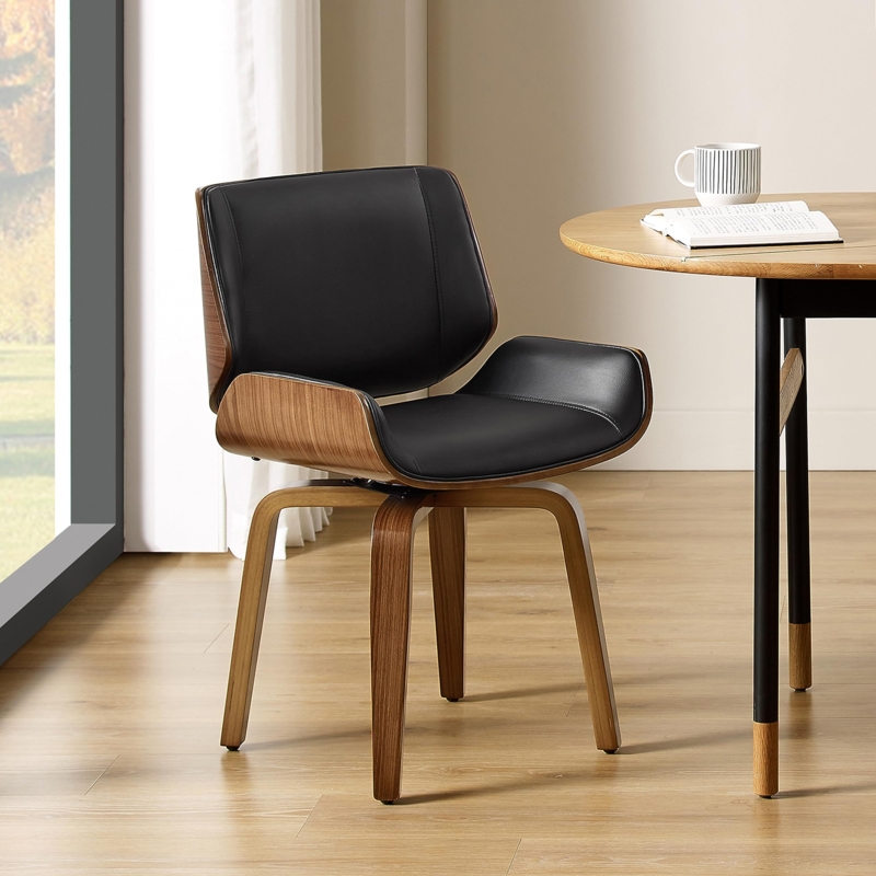 Desk Chair Black Walnut Bentwood Swivel Tapered Legs