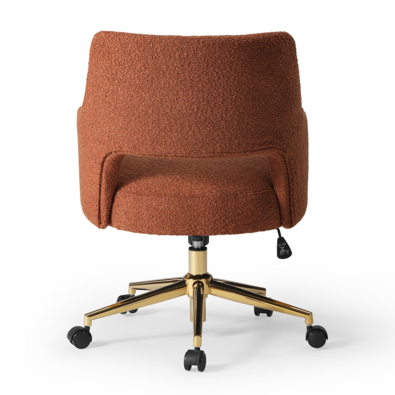 Desk Chair Dusty Peach Vertical Channeling Gold Base Glam Style