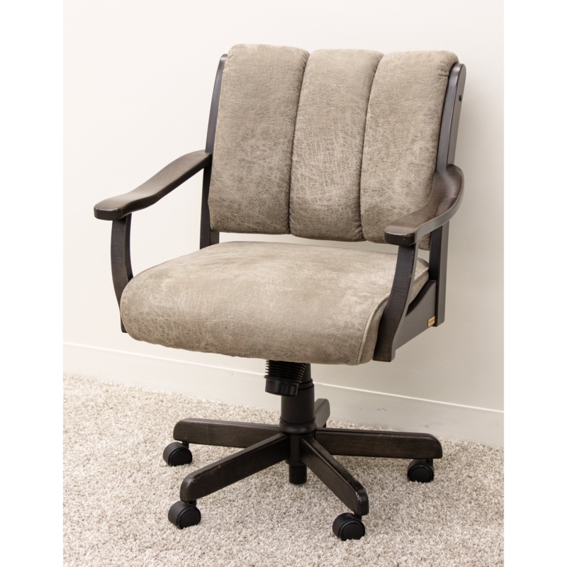Desk Chair Espresso Maple Frame Charcoal Sloped Arms