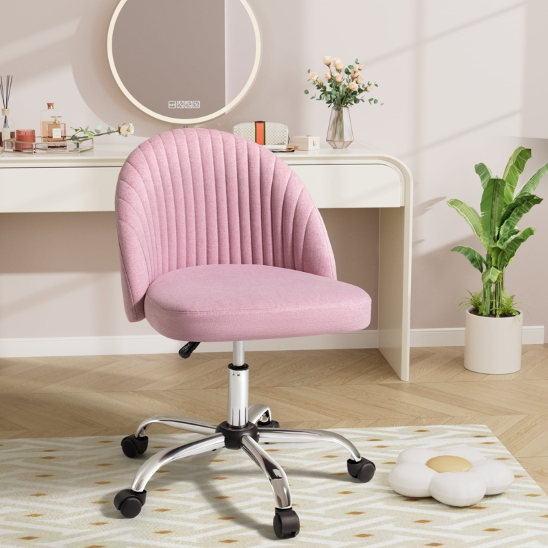 Desk Chair Fabric Curved Back Integrated Arms Chrome Base