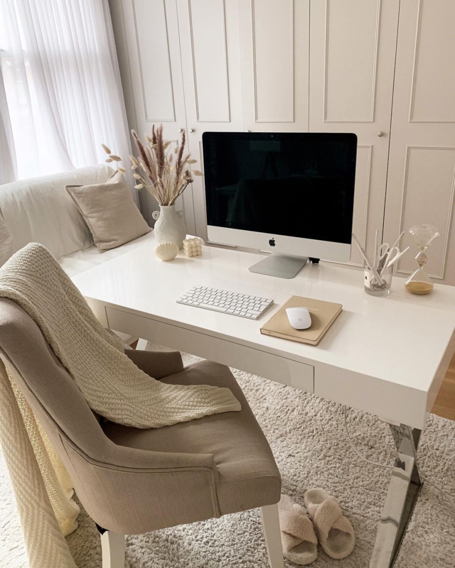 Desk Chair, Linen Upholstered Swivel with Rolling Base