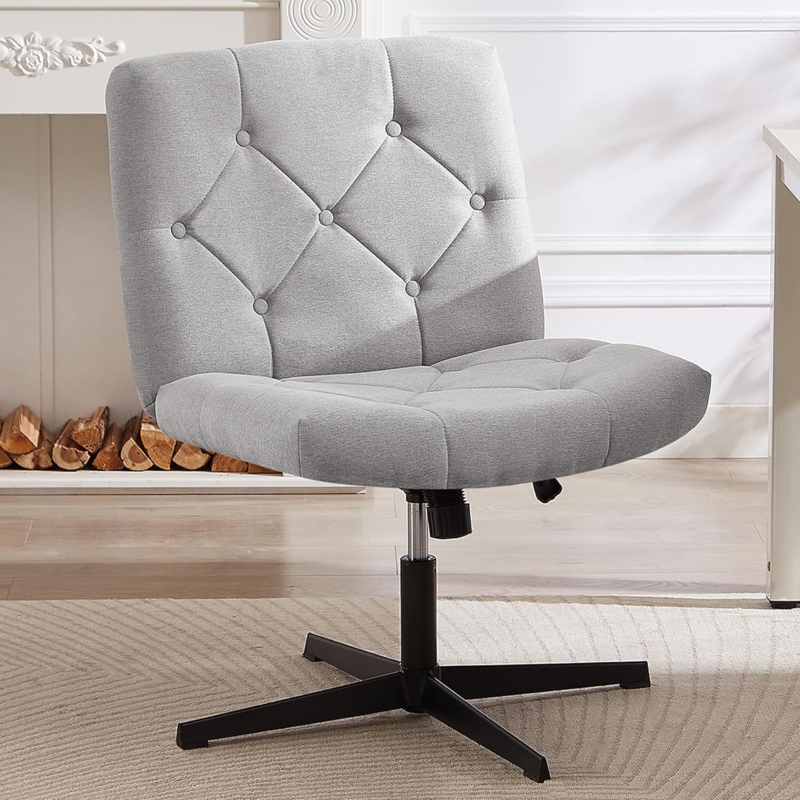 Desk Chair Oversized Proportions Cream Woven Texture Criss Cross