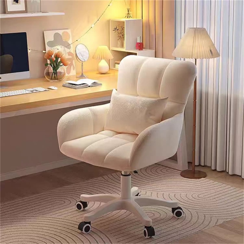 Desk Chair Pink Channel Tufting Gold Base Lumbar Pillow