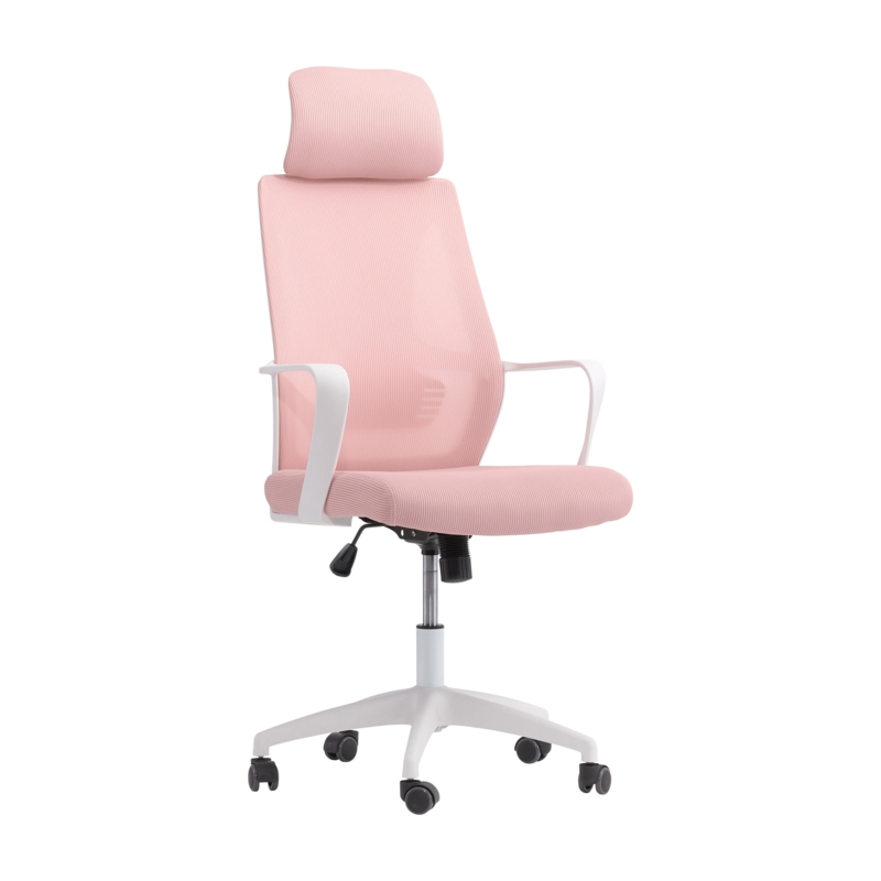 Desk Chair Polyester Contoured Cutout Back White Frame