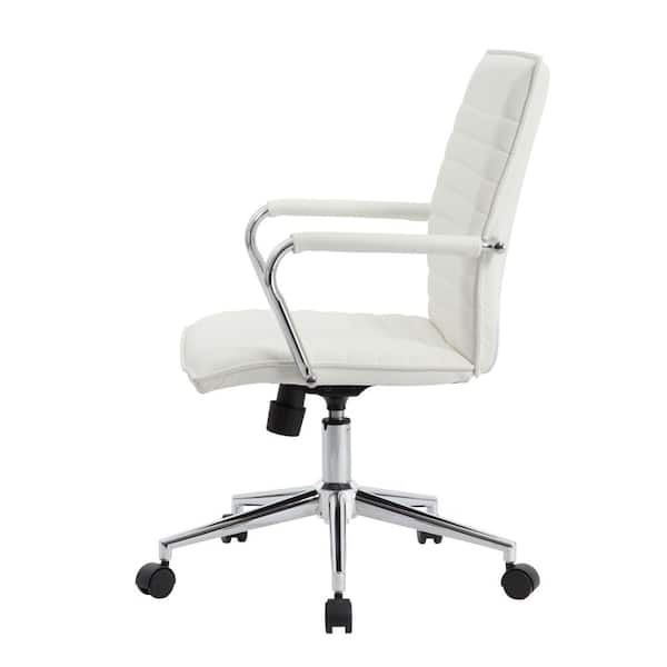 Desk Chair Ribbed Mid-Back Chrome Loop Arms Padded Swivel Base