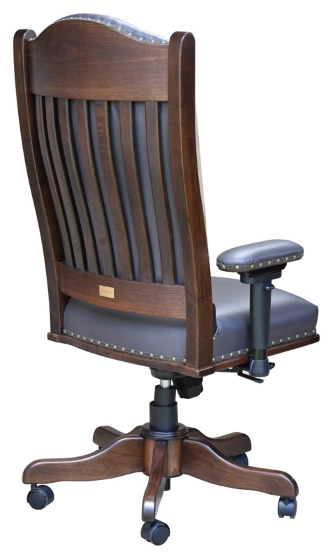 Desk Chair, Slat Back & Wood Frame, Mission Style Wooden Office Chair