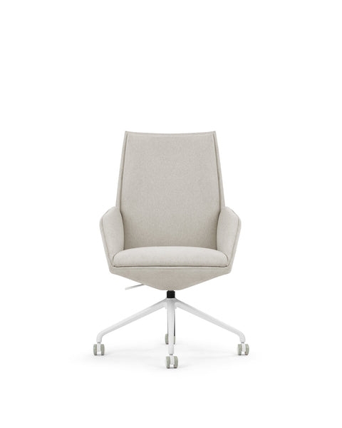Desk Chair with Armless Silhouette & Polished Metal Base