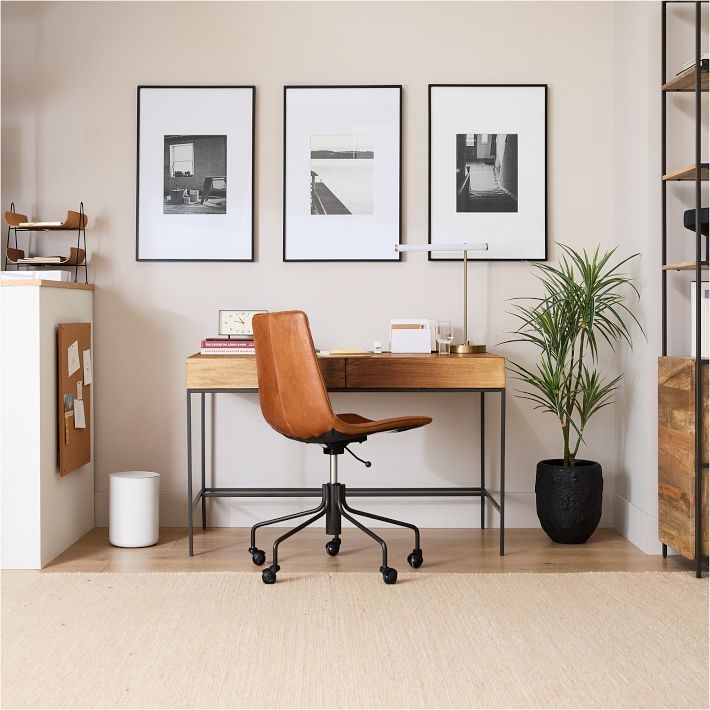 Desk Industrial Storage Home Office, Mixed Drawers, Open Shelf