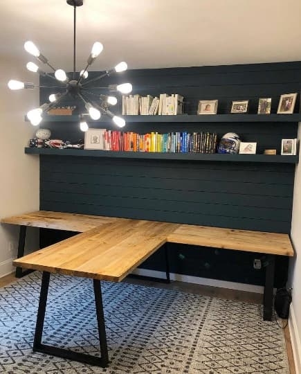 Desk Industrial T-Shaped Wooden Desk U-Shaped Legs Trestle Base