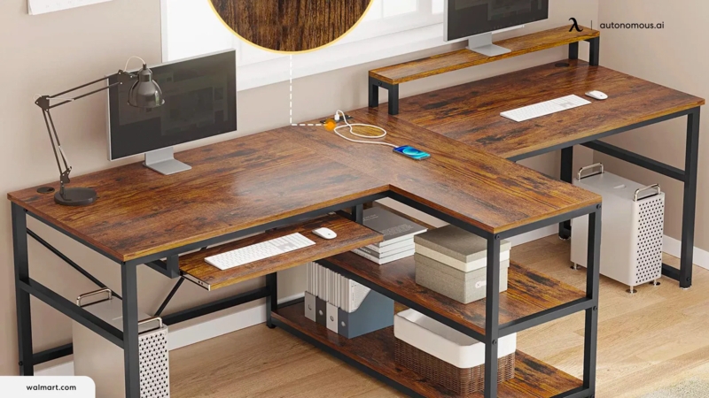 Desk Minimalist Two Person Desk, Scandinavian Style, Light Wood