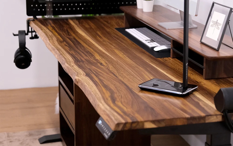 Desk Natural Wood Grain Metal Legs. Home Office Inspiration.