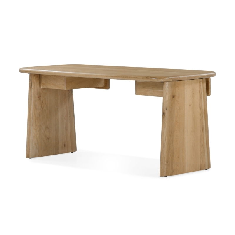 Desk Rounded Corners Trestle Base Integrated Drawers Matte Finish