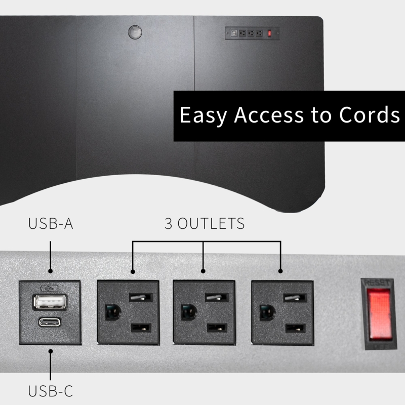 Desk Top Large Rectangular Cable Management Grommets Power Strip