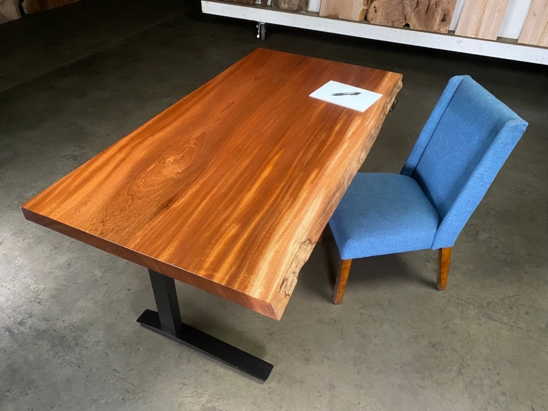 Desk Top Thick Slab Rectangular Wood Grain Organic Modern Style