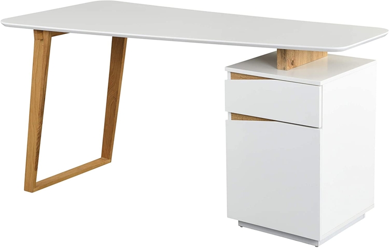 Desk Two Tone Finish Cupboard Door White And Oak Writing Desk