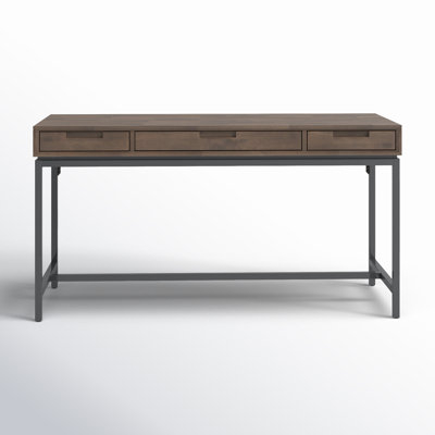 Desk Two-Tone Finish White and Light Brown Splayed Legs Mid-Century
