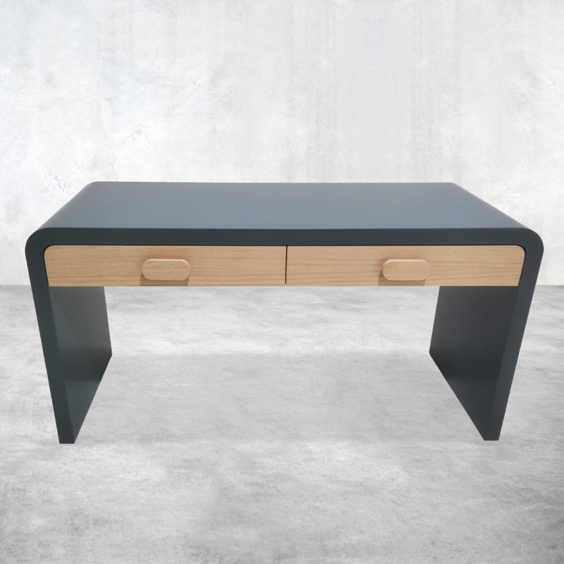 Desk with Arched Pedestals and Plaster-Like Finish