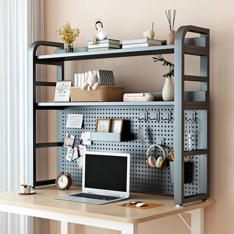 Desktop Bookcase with Over-Monitor Clearance, Metal Frame