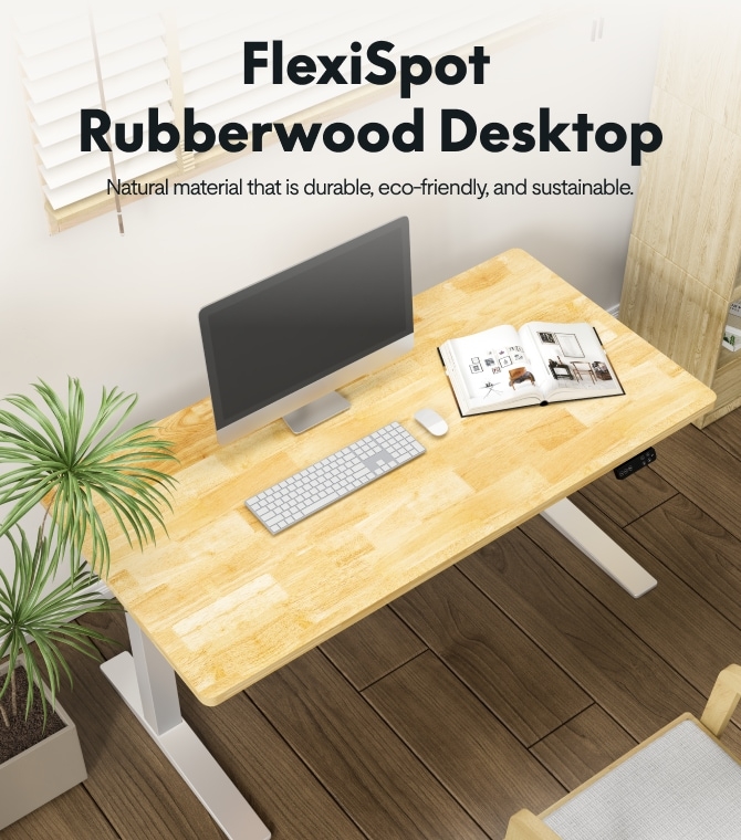 Desktop Thick Profile Rounded Edges Honey Brown Organic Modern Workspace