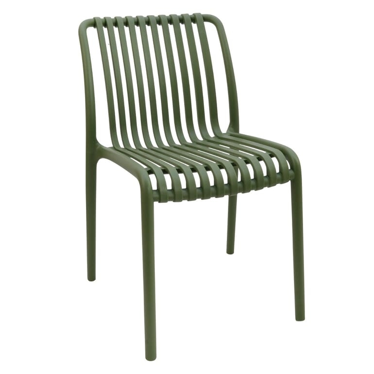 Dining Chair Green White Striped Pattern Resin Stackable Coastal Bistro