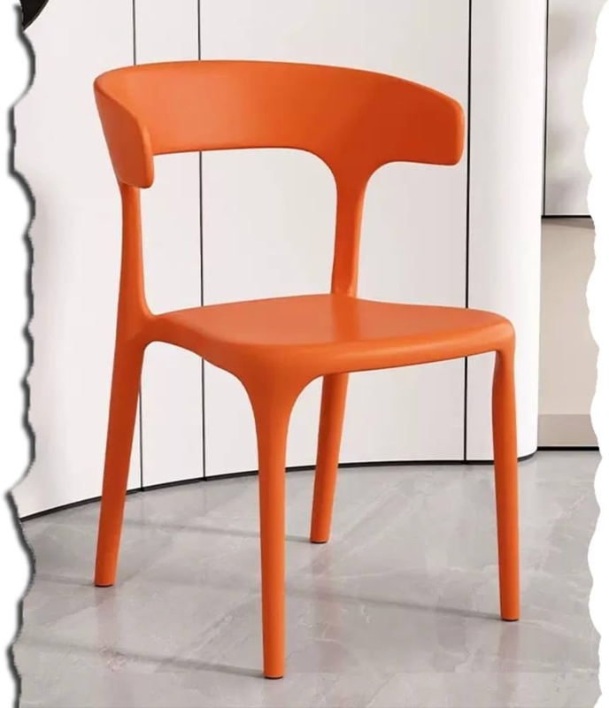 Dining Chair, Vibrant Orange Molded Plastic, Open Back Cutout
