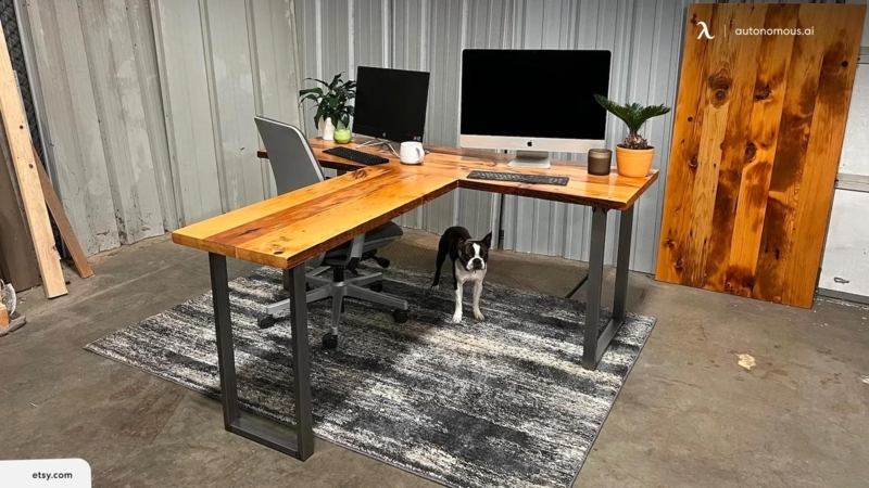 Double Desk Modern Side by Side Workstation Light Wood White