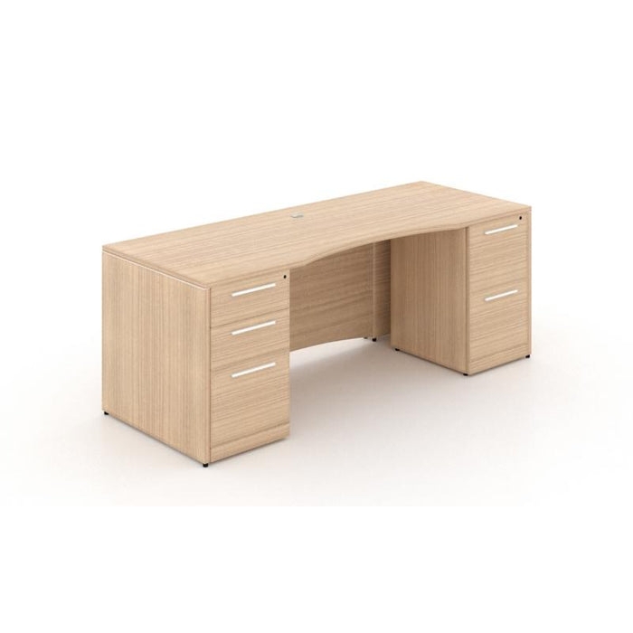 Double Pedestal Desk Six-Drawer Storage Wood-Toned Traditional Office