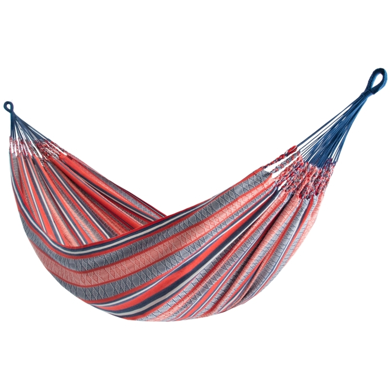 Double Wide Hammock with Braided Loops and Earth Tone Stripes