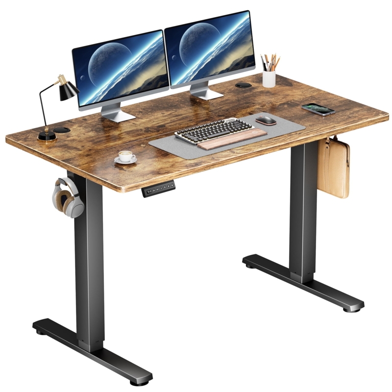 edx Electric Standing Desk, Height Adjustable Desk, 48 x 24 Inches  Ergonomic Stand up Desk with Memory Preset and T-Shaped Metal Bracket for  Home Office -