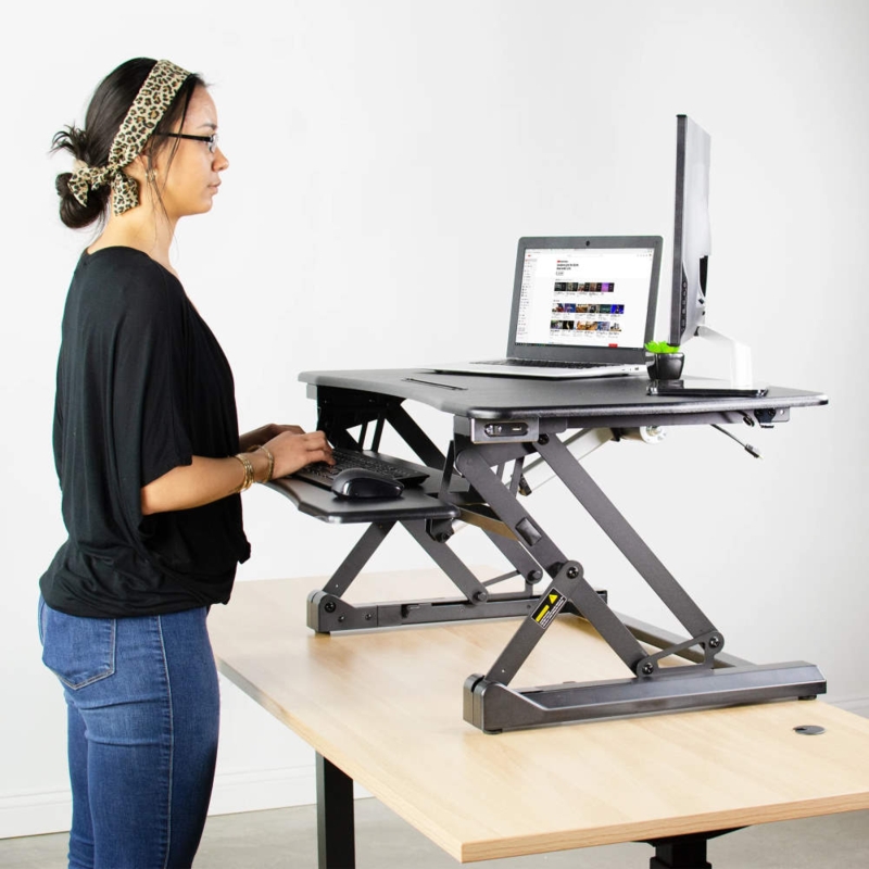Electric Standing Desk Converter, 36 Inch Dual Tier with Keyboard Tray