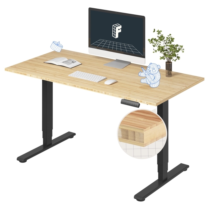 Electric Standing Desk with T-Frame Legs and Keypad